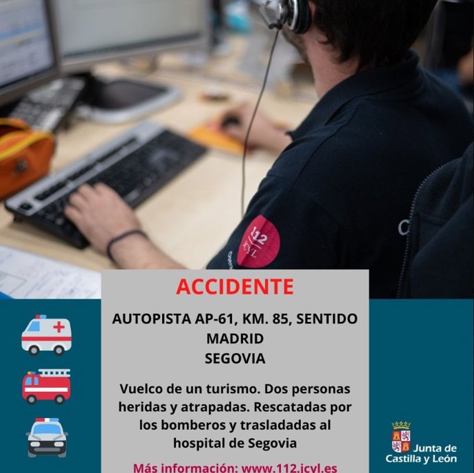 Infografía del Servicio de Emergencias Castilla y León 112 sobre el accidente en Hontoria.
