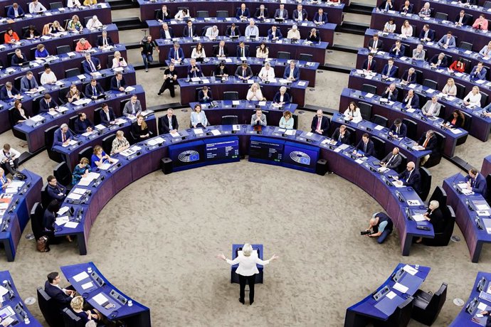 Archivo - Ursula Von der Leyen during her speech to ask for a new mandate as president of the European Commission in the hall of the European Parliament in Strasbourg, Thursday, July 18, 2024 (Photo by Roberto Monaldo / LaPresse).