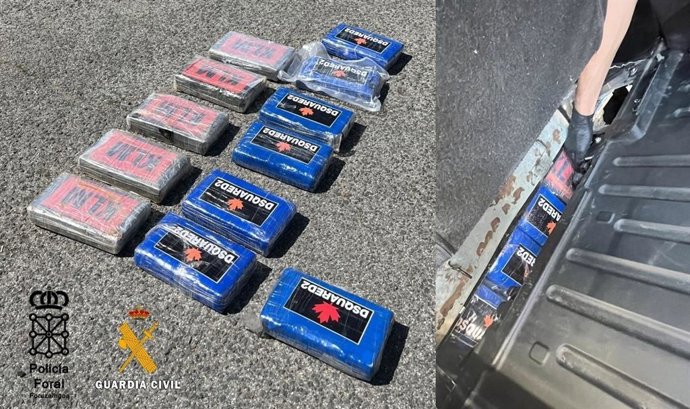 14 kg de cocaína foram encontrados escondidos em um compartimento do veículo interceptado em Zuasti.