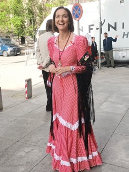 La portavoz del PSOE en el Ayuntamiento de Madrid, Reyes Maroto, en las celebraciones por el día de San Isidro.