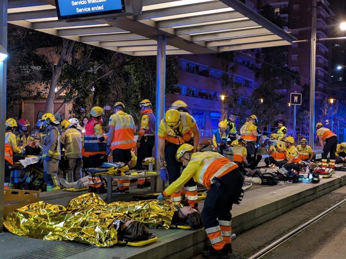 Simulacro que se ha llevado a cabo esta madrugada en Barcelona
