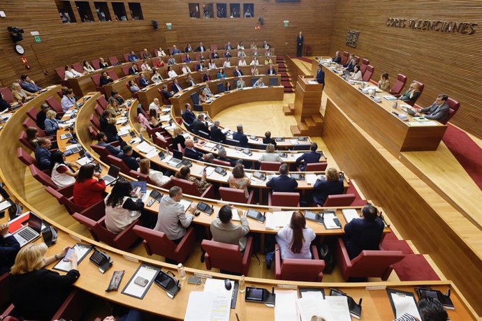 El 'president' Carlos Mazón interviene en el pleno de Les Corts