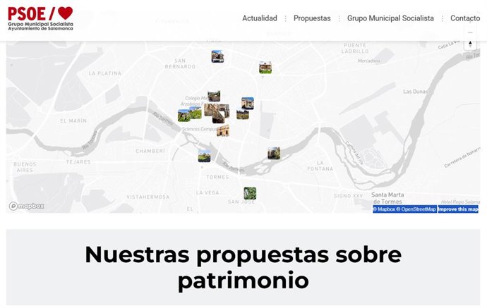 Imagen del mapa interactivo 'Las heridas de Salamanca: Mapa Negro del Patrimonio', disponible en la web del Grupo Municipal Socialista en Salamanca.