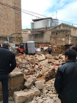 Imagen del derrumbe del muro en Salamanca