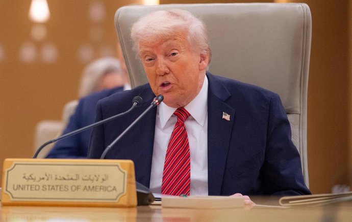 14 de maio de 2025, Riad, Riad, Arábia Saudita: O presidente dos EUA, Donald Trump, participa da Cúpula de Líderes do Conselho de Cooperação do Golfo (CCG) no The Ritz-Carlton em 14 de maio de 2025 em Riad, Arábia Saudita. O conselho trata da estabilidade