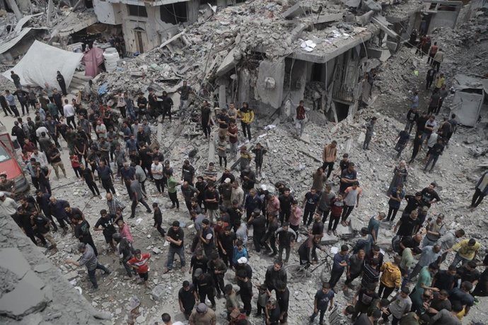 Edificio destrozado en el campo de refugiados de Yabalia, en el norte de la Franja de Gaza