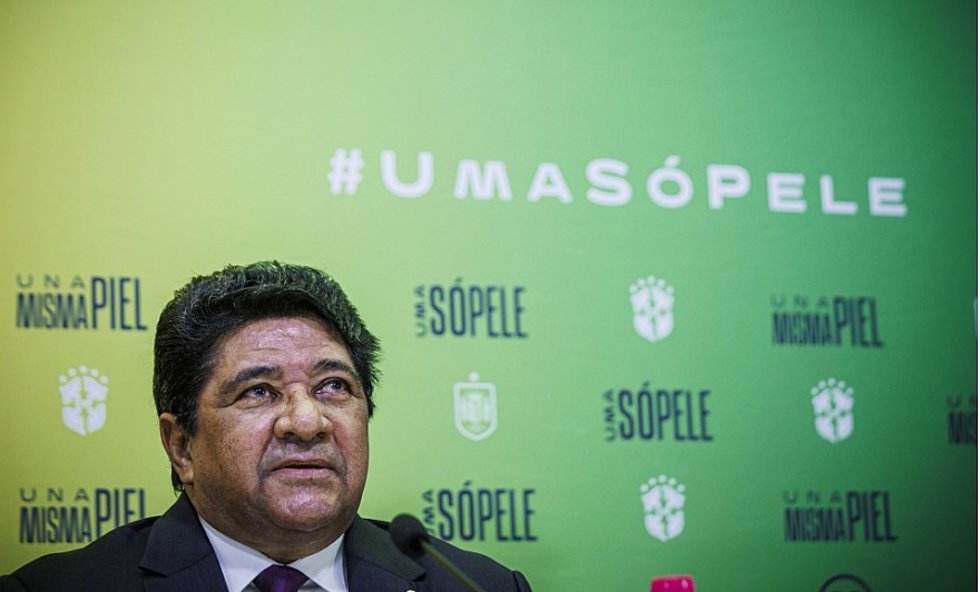Archivo - El presidente de la CBF, Ednaldo Rodrigues, durante la presentación del amistoso España-Brasil de marzo de 2024