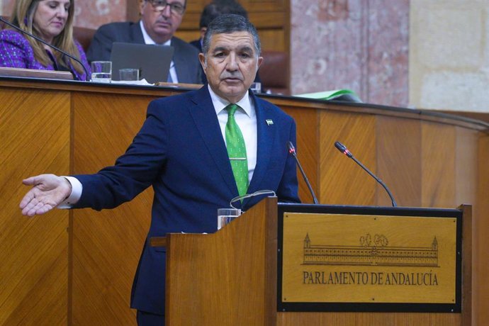 Archivo - El parlamentario del Grupo Socialista en la Cámara andaluza Gaspar Llanes interviene durante el pleno en foto de archivo.