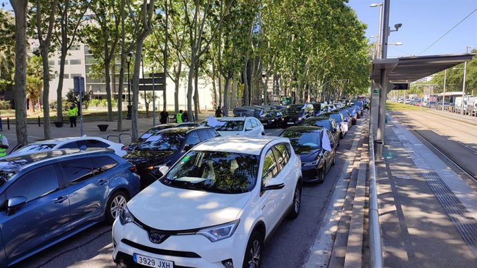 Concentración de VTC en Barcelona.