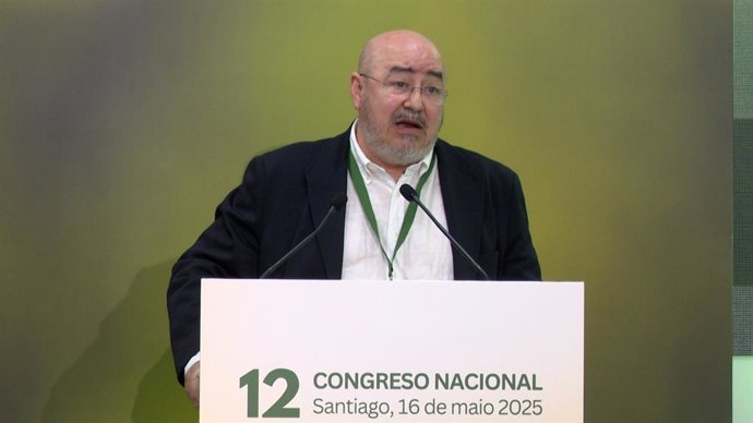 Roberto García, durante su intervención en el congreso que lo reelige como líder de UU.AA.