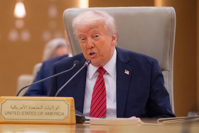 El presidente de Estados Unidos, Donald Trump, durante su discurso ante el Consejo de Cooperación de los Estados Árabes del Golfo en la capital de Arabia Saudí, Riad (archivo)