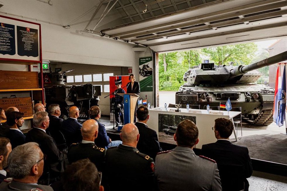 Archivo - Acto del acuerdo a través del cual Países Bajos adquirirá 46 tanques Leopard 2 A8 a la filial alemana de KNDS