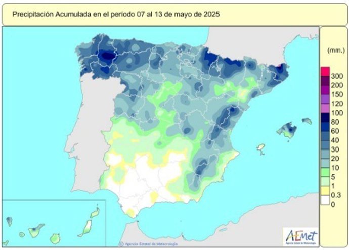 Las lluvias acumuladas en este año hidrológico ascienden a 588 l/m2, un 20% más que el valor normal.