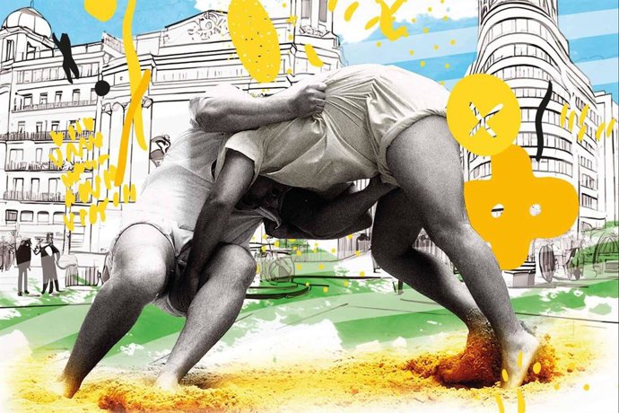 Madrid acoge por primera vez una luchada oficial de lucha canaria en la Plaza de Callao