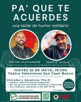 'Pa Que Te Acuerdes': Una Tarde De Humor Solidario Recaudará Fondos Para Personas Con Alzhéimer