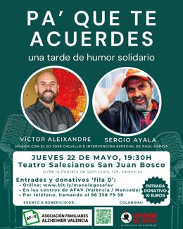 'Pa Que Te Acuerdes': Una Vesprada D'Humor Solidari Recaptarà Fons Per a Persones Amb Alzheimer