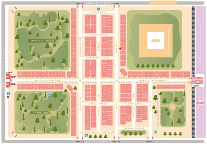 Plano del Real de la Feria del Caballo de Jerez 2025.