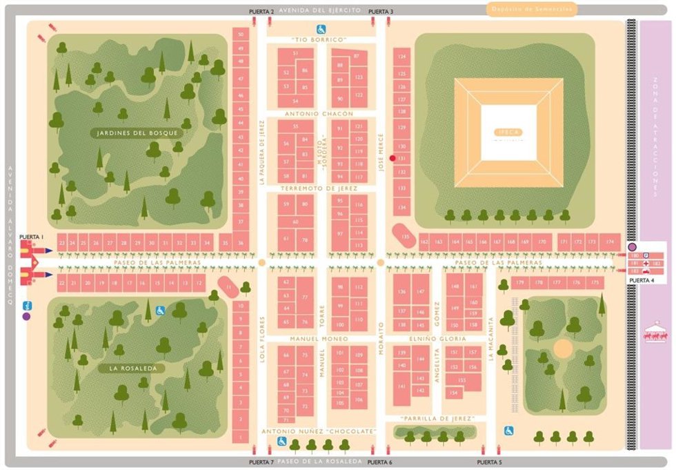 Plano del Real de la Feria del Caballo de Jerez 2025.