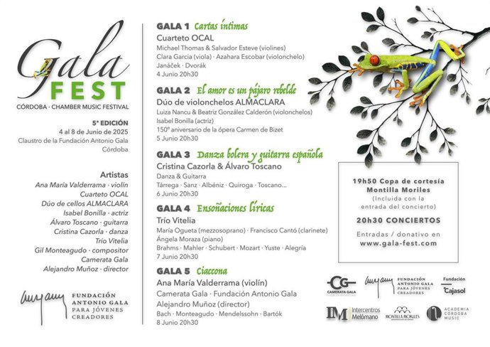 Programa del Gala Fest, el Festival de Música de Cámara de Córdoba.