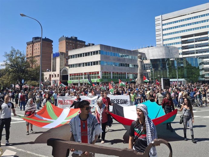 Manifestación en Pamplona en apoyo a Palestina.