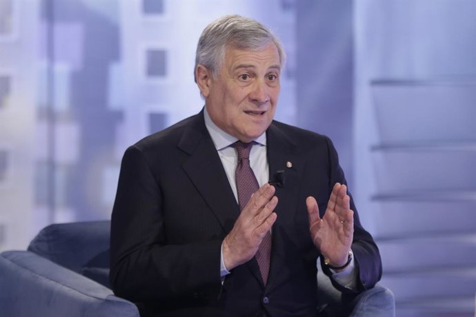 Archivo - Foto Cecilia Fabiano/LaPresse 15-02-2023 Roma, Itália - Política - Antonio Tajani convidado no programa "Aria che Tira" - Na foto: Antonio Tajani .15 de fevereiro de 2023 Roma, Itália -Política - Antonio Tajani convidado em um programa de TV Na 