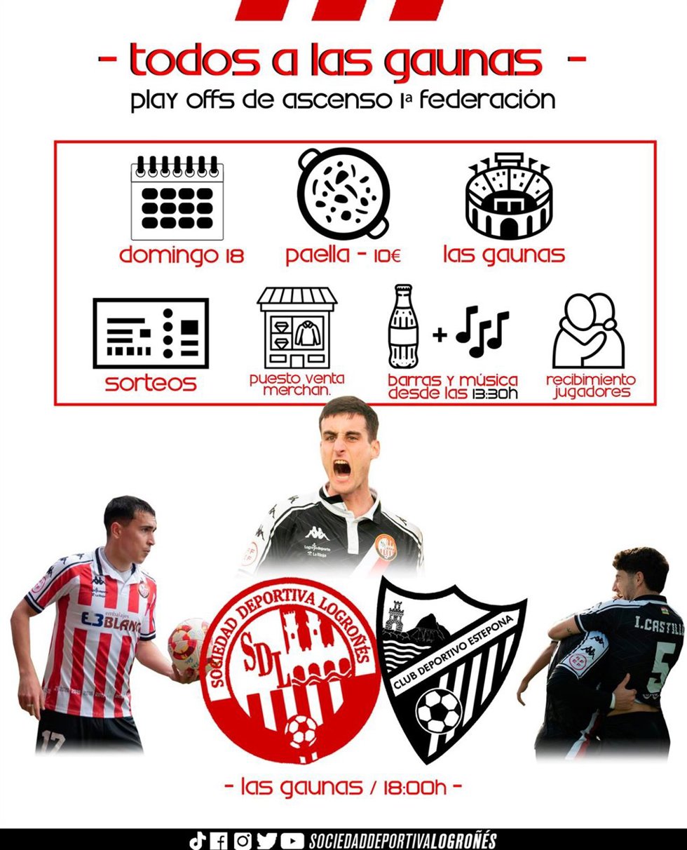 La Sociedad Deportiva Logroñés ha organizado una serie de actos previos al partido de vuelta de las semifinales del play off de ascenso a Primera Federación que le medirá al CD Estepona este domingo 18 en Las Gaunas