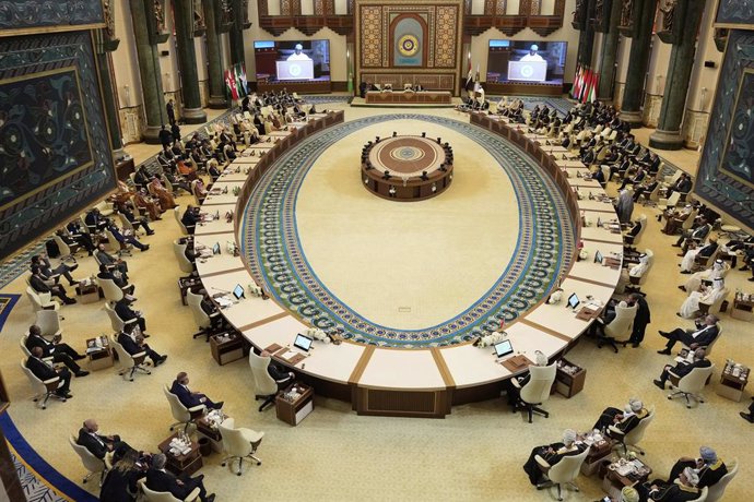 17 May 2025, Iraq, Baghdad: Arab leaders attend the opening session of the 34th Arab League summit, in Baghdad. Photo: Hadi Mizban/AP Pool/dpa