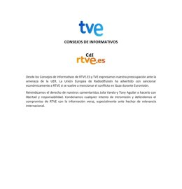 Consejos de Informativos RTVE expresan "preocupación ante la amenaza" de sancionar si se menciona a Gaza en Eurovisión