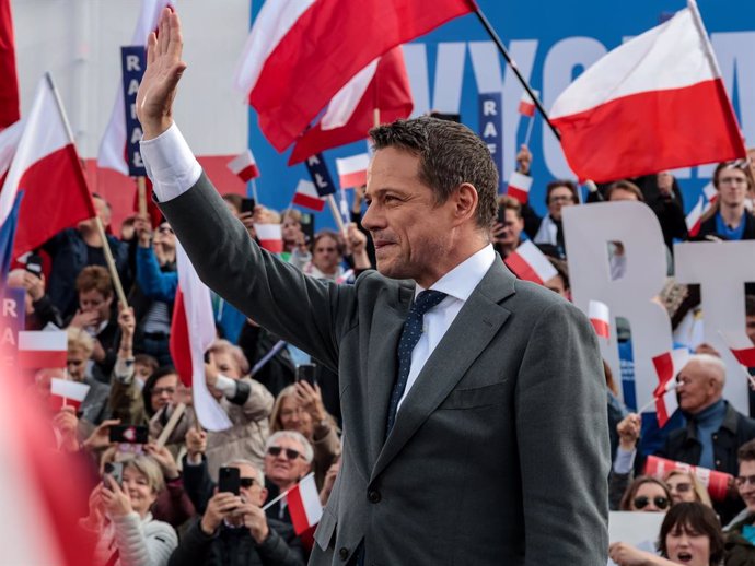 May 13, 2025, Krakow, Malopolskie, Poland: Rafal Trzaskowski, Mayor of Warsaw and a candidate for president of Poland from the Civic Platform party, which holds the government, seen during the election rally at Main Market Square. Rafal Trzaskowski leads 