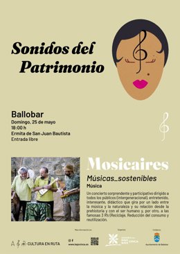 Cartel del concierto de Mosicaires en Ballobar el próximo 25 de mayo.
