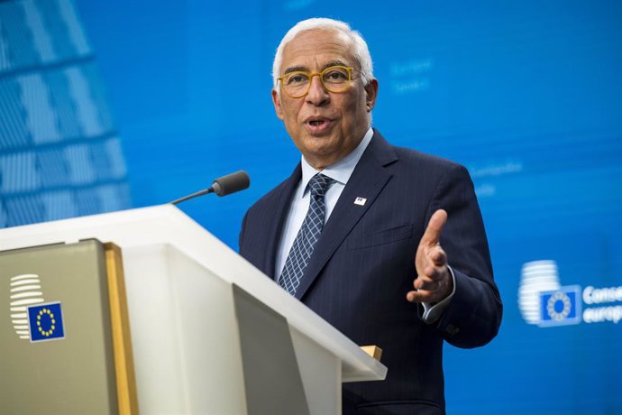 Archivo - March 21, 2025, Brussels, Belgium: Antonio Costa , the president of European Council  talks to the press after the EU summit at European Council headquarters in Brussels, Belgium, on 20.03.2025. The European Council emphasized the need to boost 