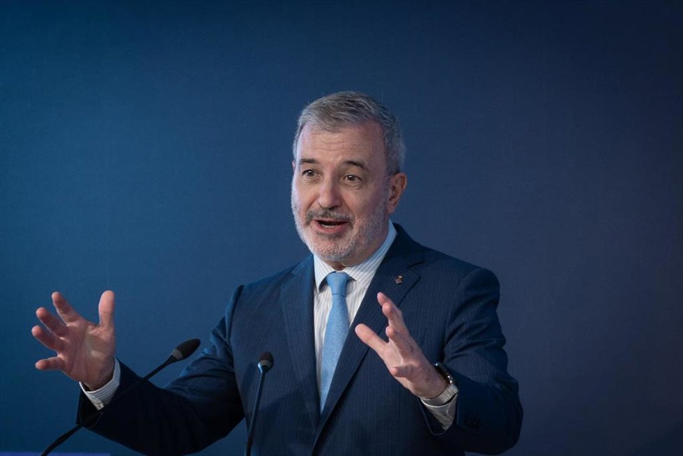 El alcalde de Barcelona, Jaume Collboni, durante la inauguración de la sede renovada de Pimec, a 12 de mayo de 2025, en Barcelona, Catalunya (España). 