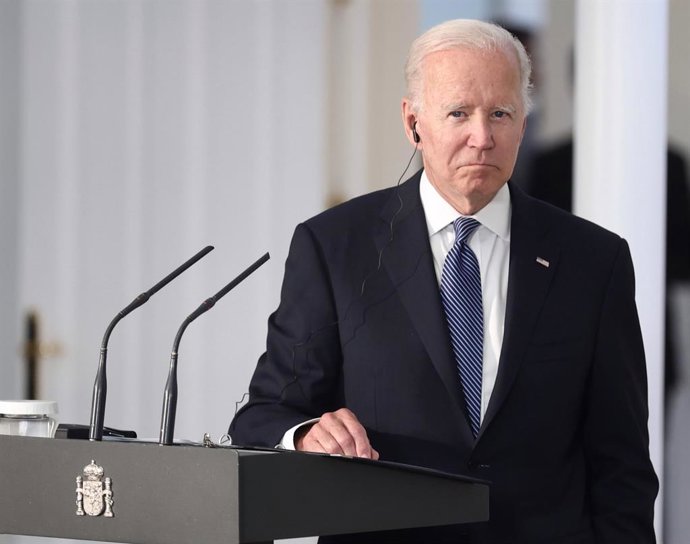 Archivo - El president dels Estats Units, Joe Biden, compareix tras la seua reunió amb el president del Govern, en el Palau de La Moncloa, a 28 de juny del 2022, a Madrid (Espanya). 