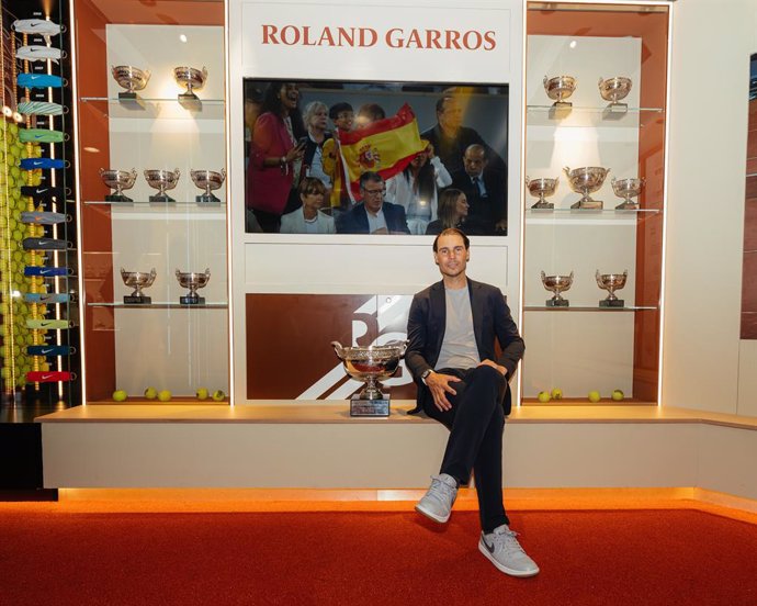 El extenista español Rafa Nadal en su nuevo espacio dedicado a Roland Garros en el Rafa Nadal Museum