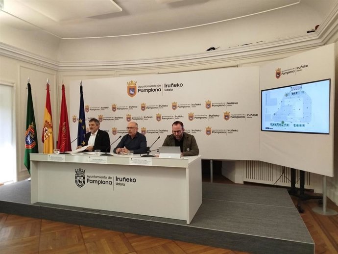 Imagen de la rueda de prensa tras la Junta de Gobierno Local del Ayuntamiento de Pamplona