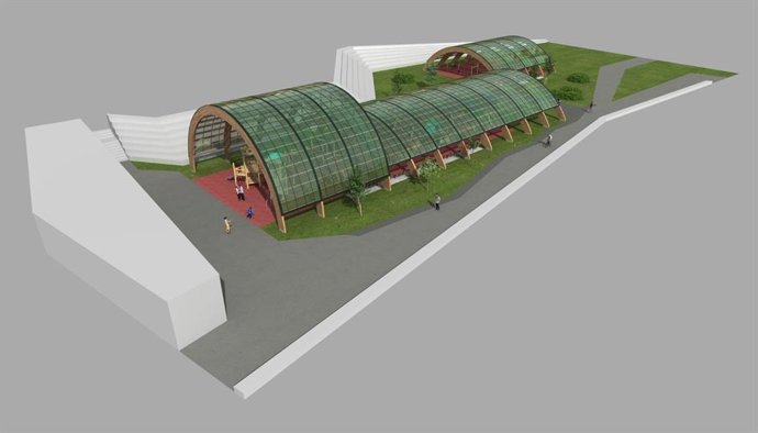 Infografía del proyecto para la renovación y cubrición del parque infantil de Las Llamas