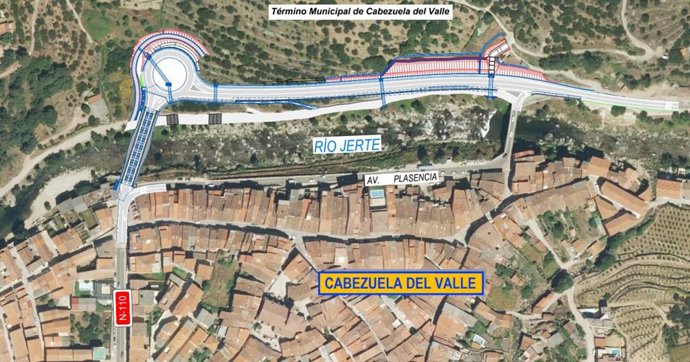 Obras del nuevo puente sobre el Río Jerte en la carretera N-110