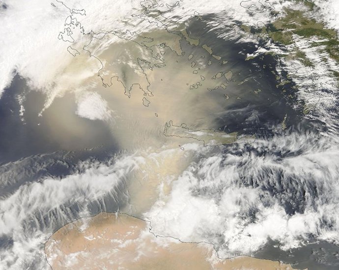 Una tempesta de pols al Mediterrani, imatge del dia de la NASA