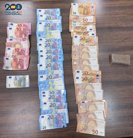 Dinero en efectivo y hachís intervenido al detenido en La Soledat.