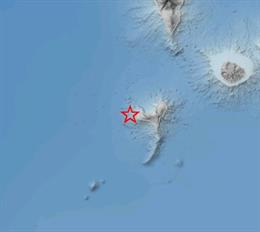 Seísmo localizado al oeste de la isla de El Hierro por el IGN