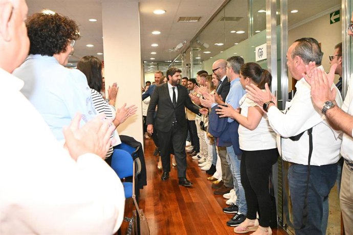 El presidente de la Región de Murcia, Fernando López Miras, en la Junta Directiva del PP en Murcia