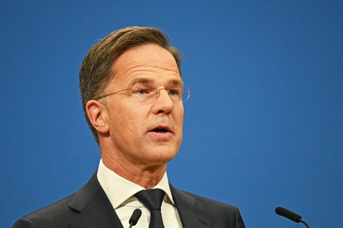 Archivo - Arquivo - 04 de abril de 2025, Bélgica, Bruxelas: O secretário-geral da Otan, Mark Rutte, fala à imprensa na sede da Otan no final de uma reunião de dois dias dos ministros das Relações Exteriores da Otan. Foto: Anna Ross/dpa
