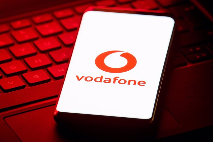 20 May 2025, United Kingdom, London: Undated file photo of the logo of mobile phone network Vodafone is displayed on the screen of a smartphone. Vodafone reported ·411M loss after ·4.5B write-downs in Germany and Romania for the year ending March 31, 2025