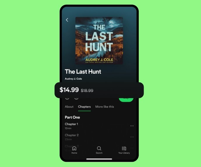 Compra de audiolivros no aplicativo Spotify iOS