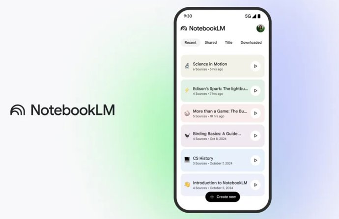 Aplicación móvil de NotebookLM