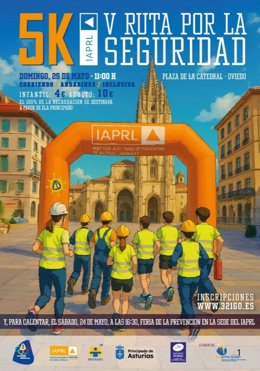 Cartel de la V Carrera Ruta por la Seguridad organizada por el Instituto de Prevención de Riesgos Laborales.