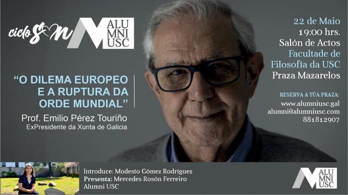 Imagen del cartel de la conferencia que ofrecerá el expresdiente de a Xunta Emilio Pérez Touriño