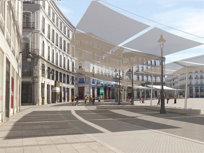 Archivo - Proyecto de toldos en la Puerta del Sol