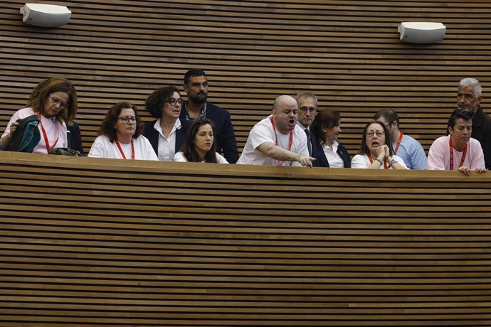 Asistentes de colectivos LGTBI+ al pleno de Les Corts