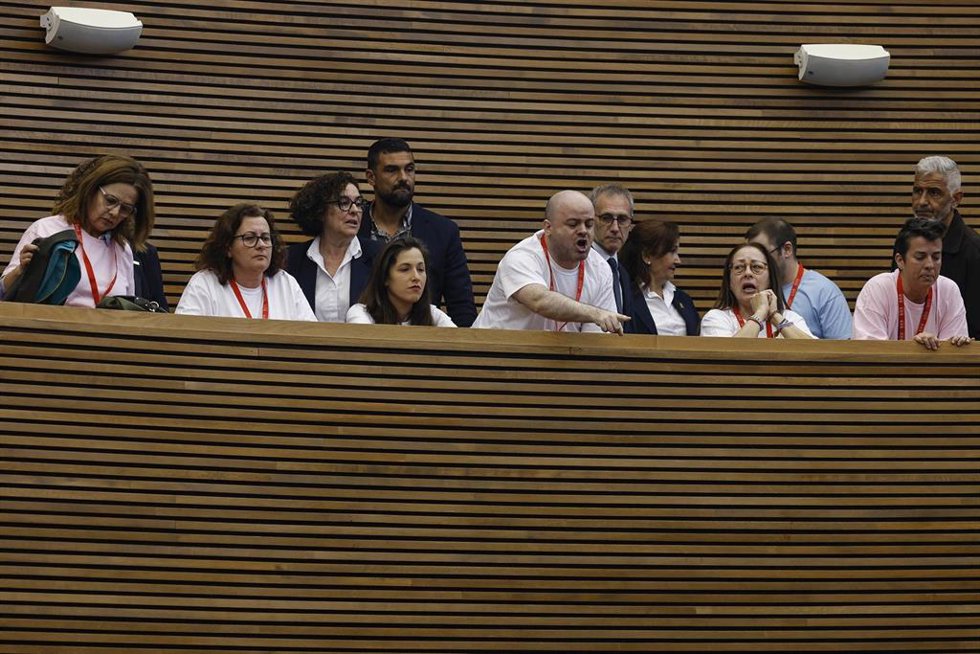 Asistentes de colectivos LGTBI+ al pleno de Les Corts